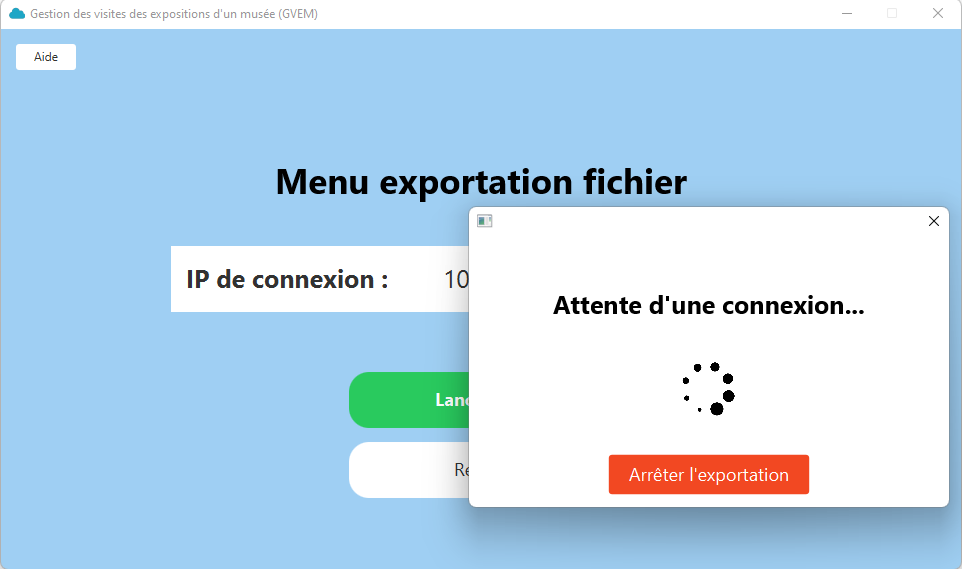 Image coorespondant à l'utilisation du serveur interne du logiciel